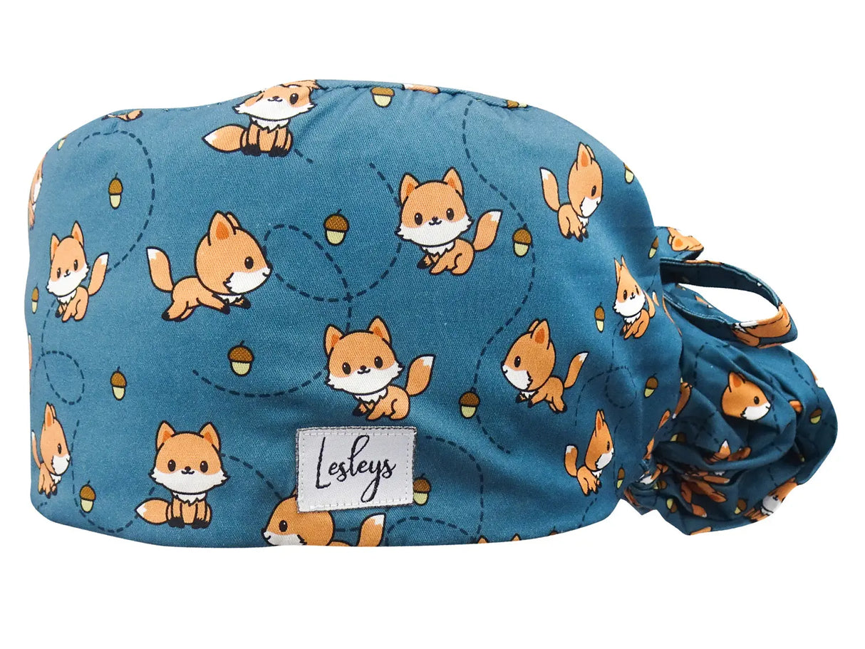 Stoff OP-Haube für lange Haare im Design - Cute Fox