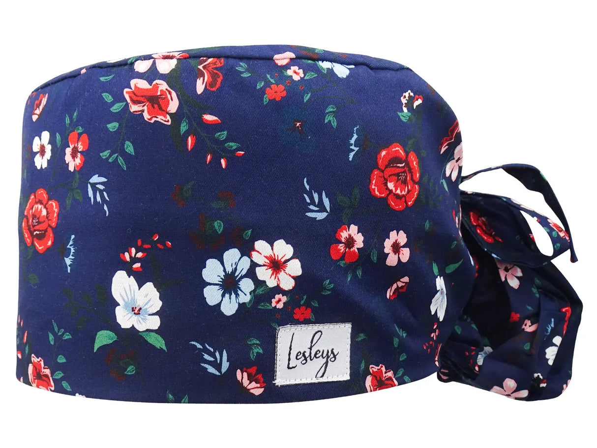 Stoff OP-Haube für lange Haare im Design - Blumenwiese