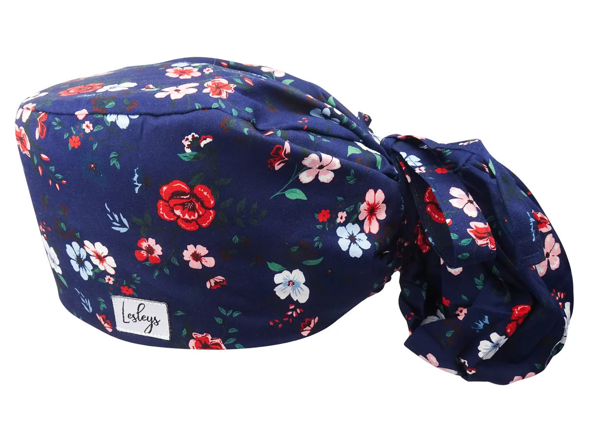 Stoff OP-Haube für lange Haare im Design - Blumenwiese