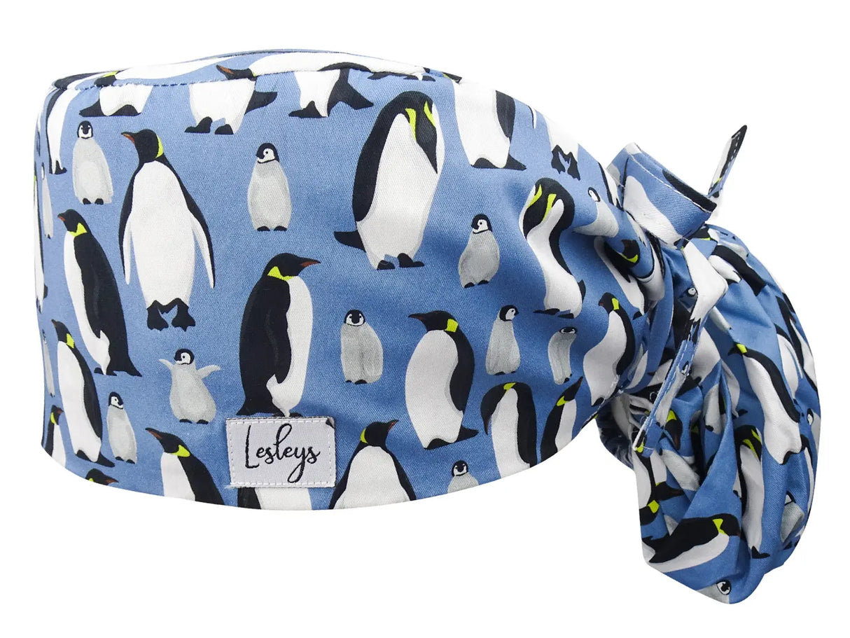 Stoff OP-Haube für lange Haare im Design - Pinguine