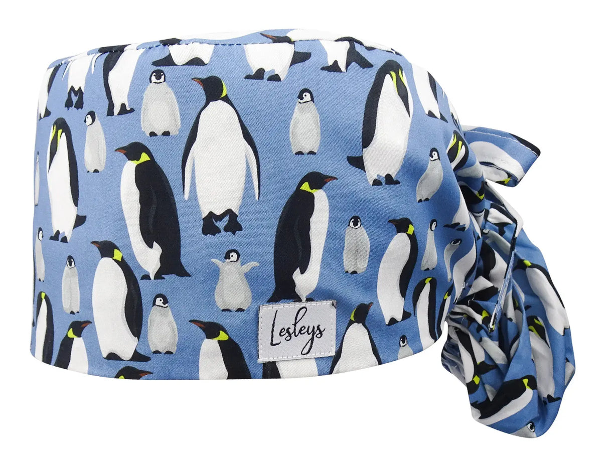 Stoff OP-Haube für lange Haare im Design - Pinguine
