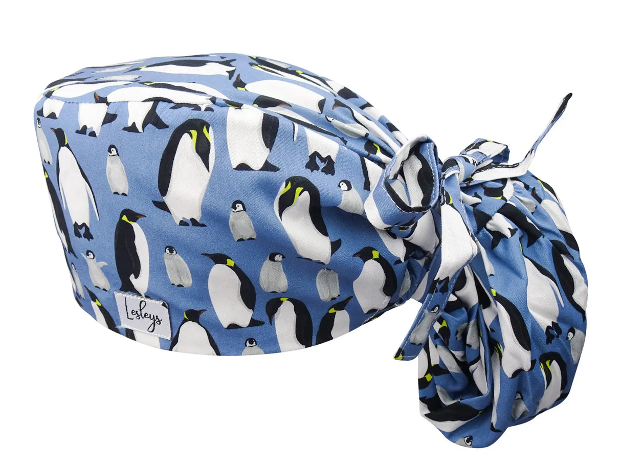 Stoff OP-Haube für lange Haare im Design - Pinguine