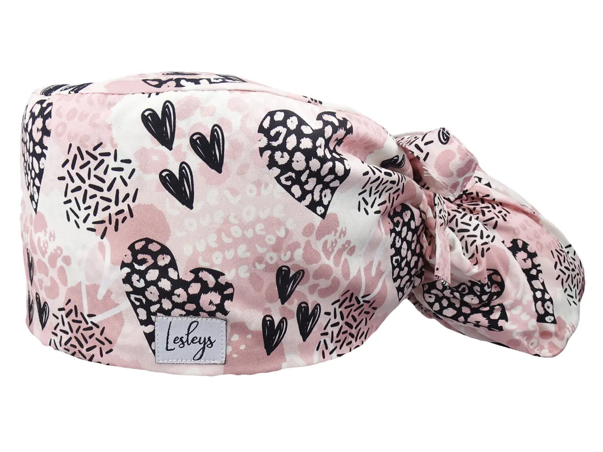 Stoff OP-Haube für lange Haare im Design - Herzig