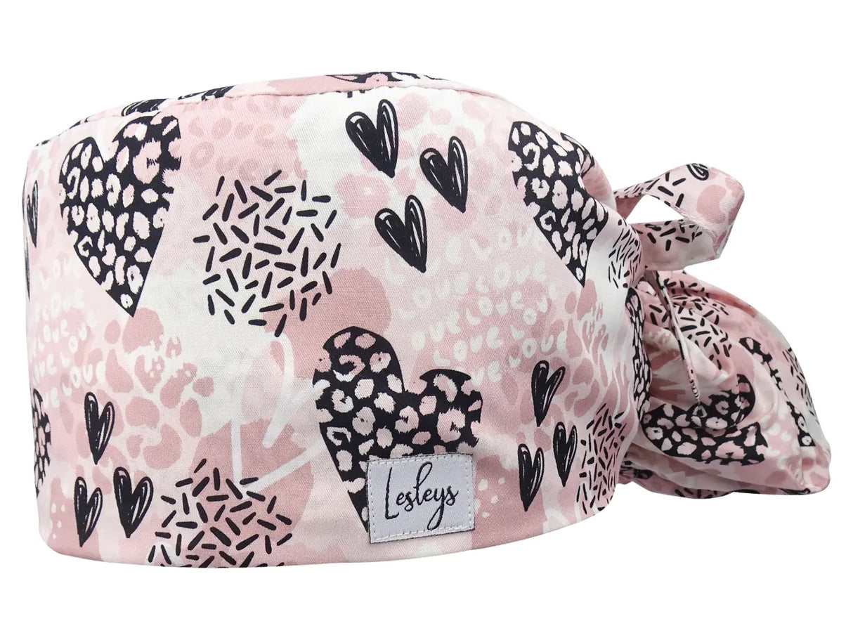 Stoff OP-Haube für lange Haare im Design - Herzig