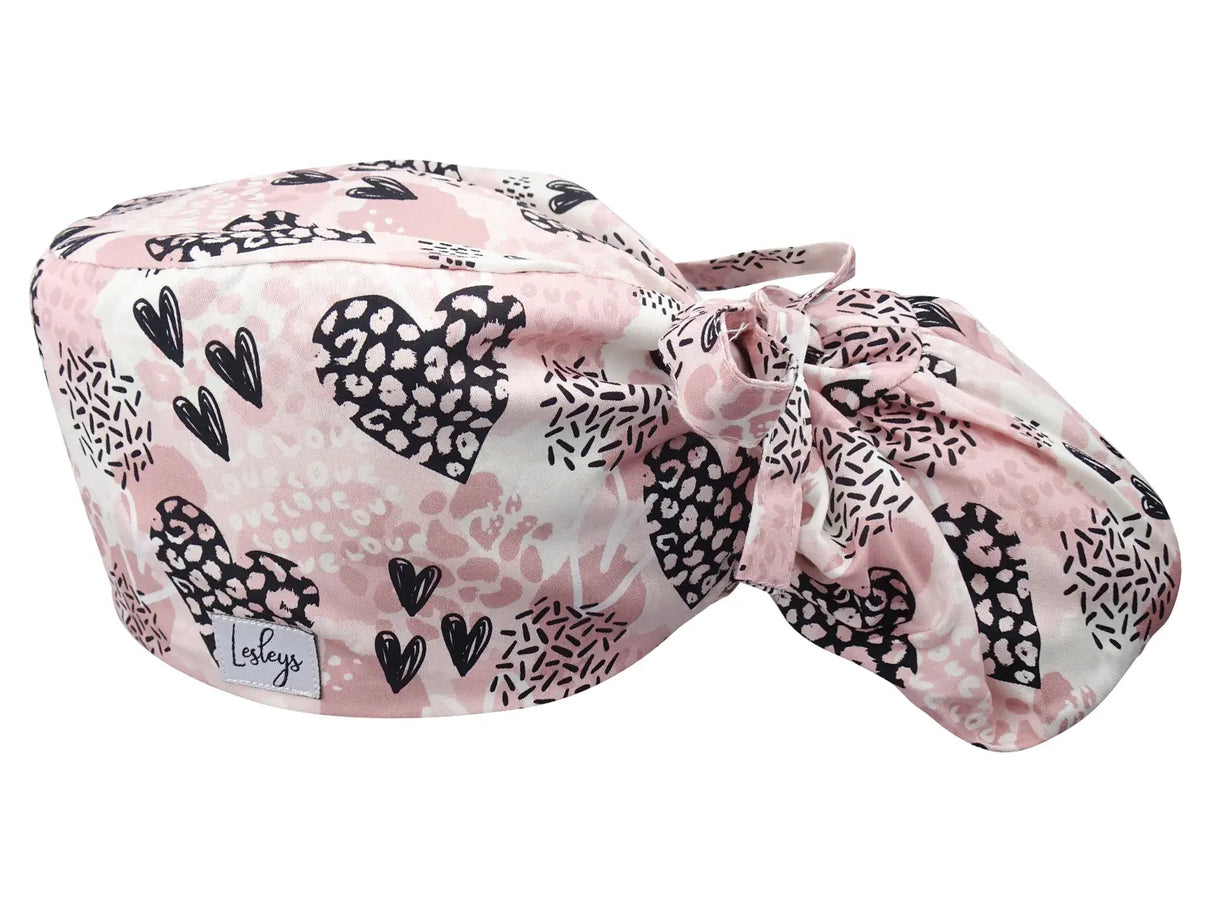 Stoff OP-Haube für lange Haare im Design - Herzig