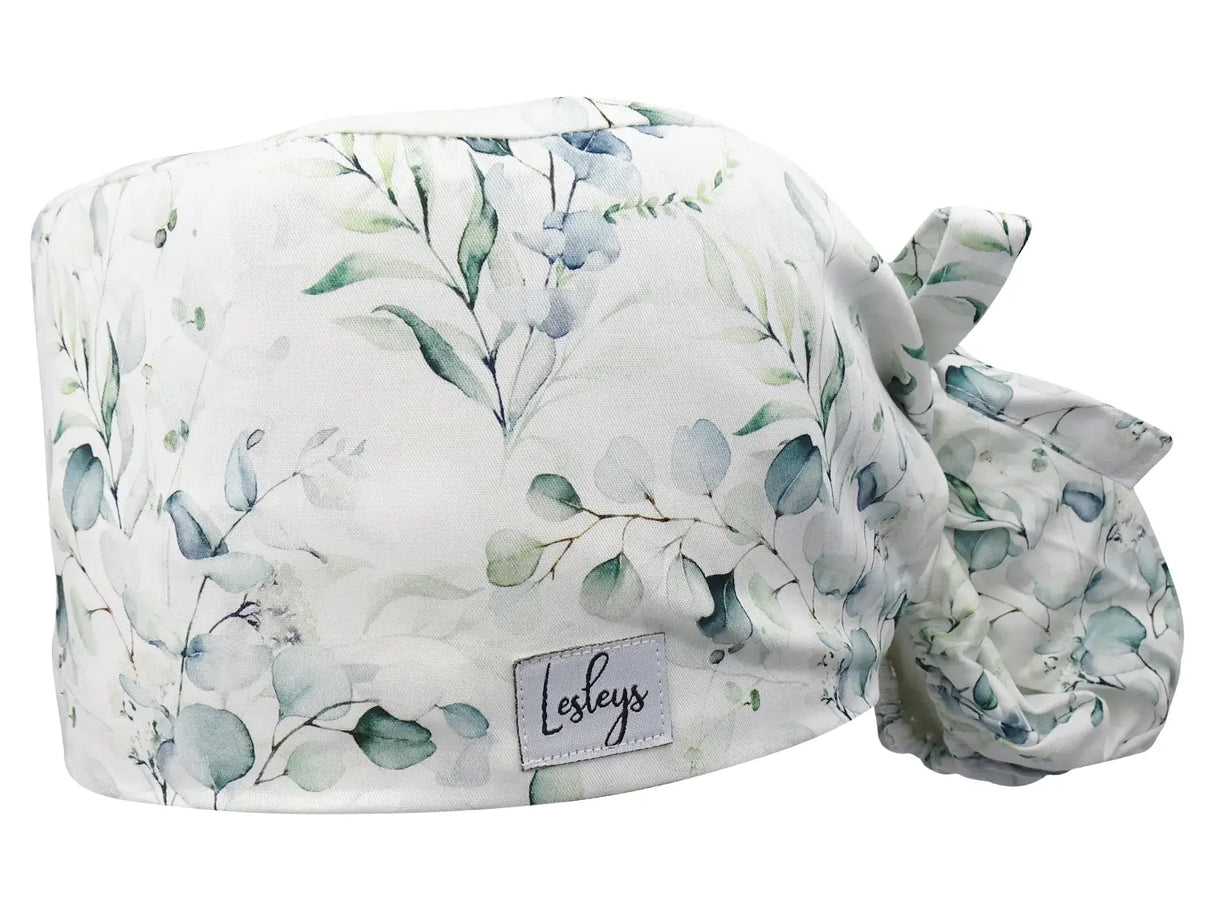 Stoff OP-Haube für lange Haare im Design - Eukalyptus