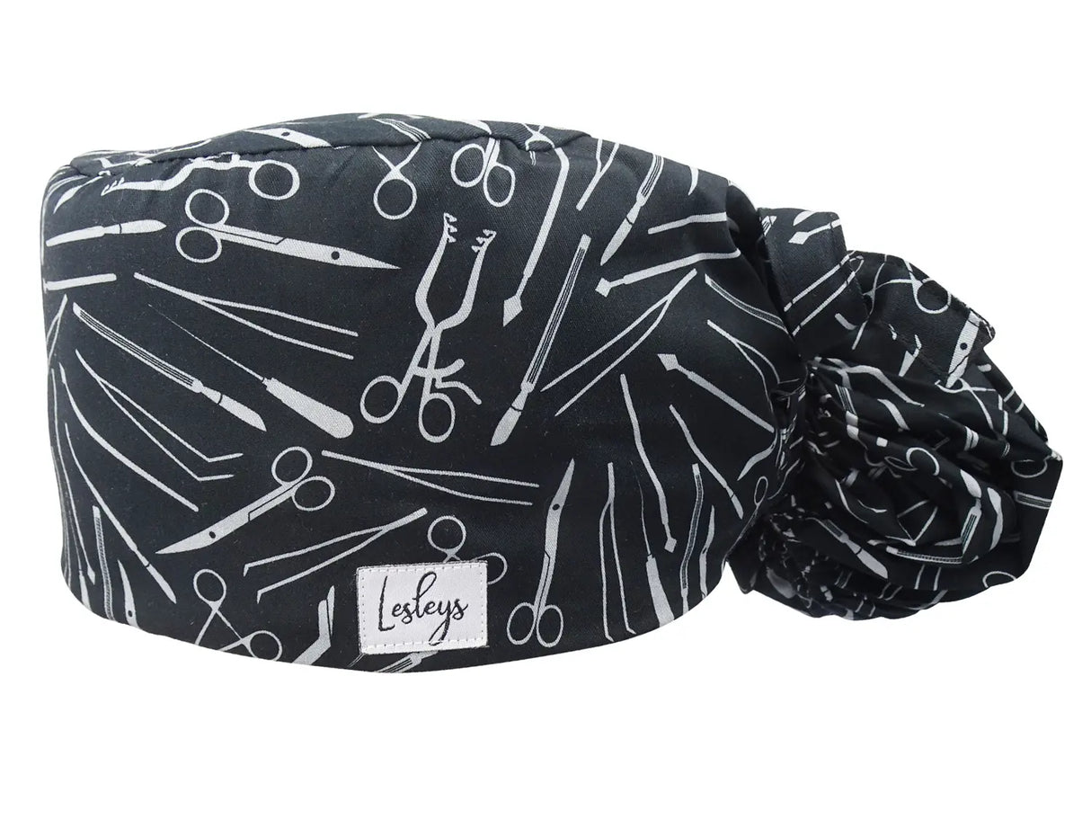 Stoff OP-Haube für lange Haare im Design - Besteck
