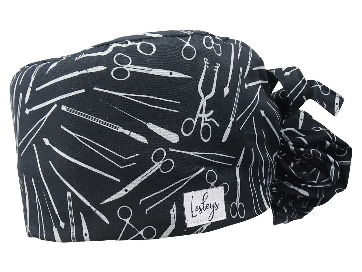 Stoff OP-Haube für lange Haare im Design - Besteck