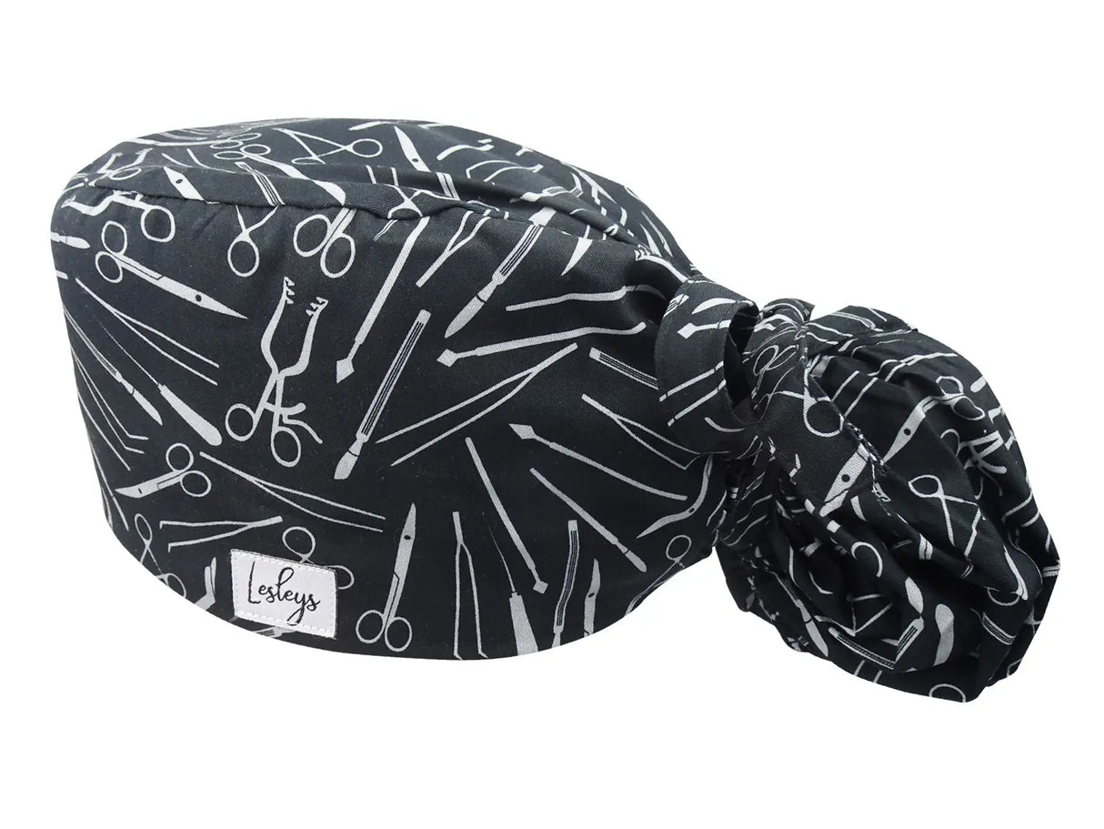 Stoff OP-Haube für lange Haare im Design - Besteck