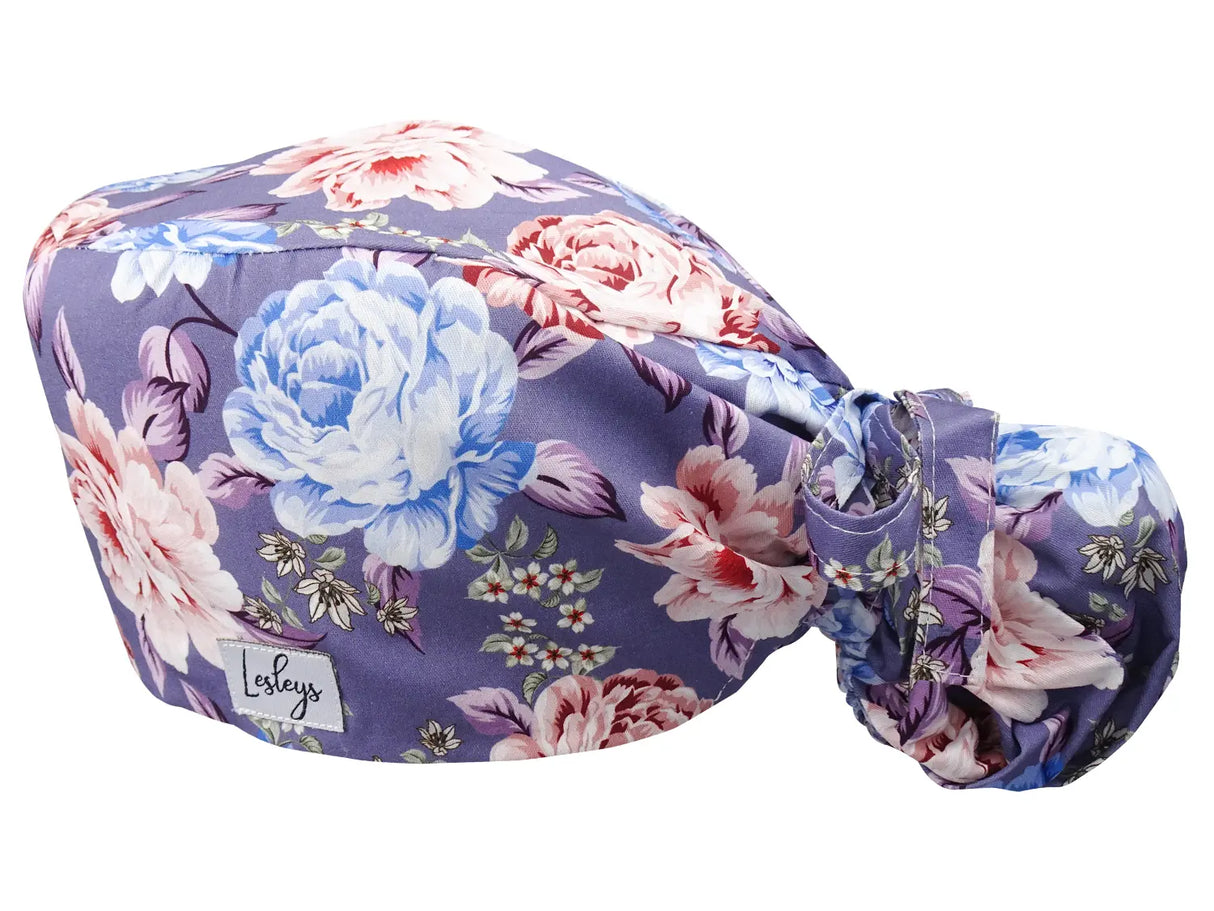 Stoff OP-Haube für lange Haare im Design - Glücksblumen