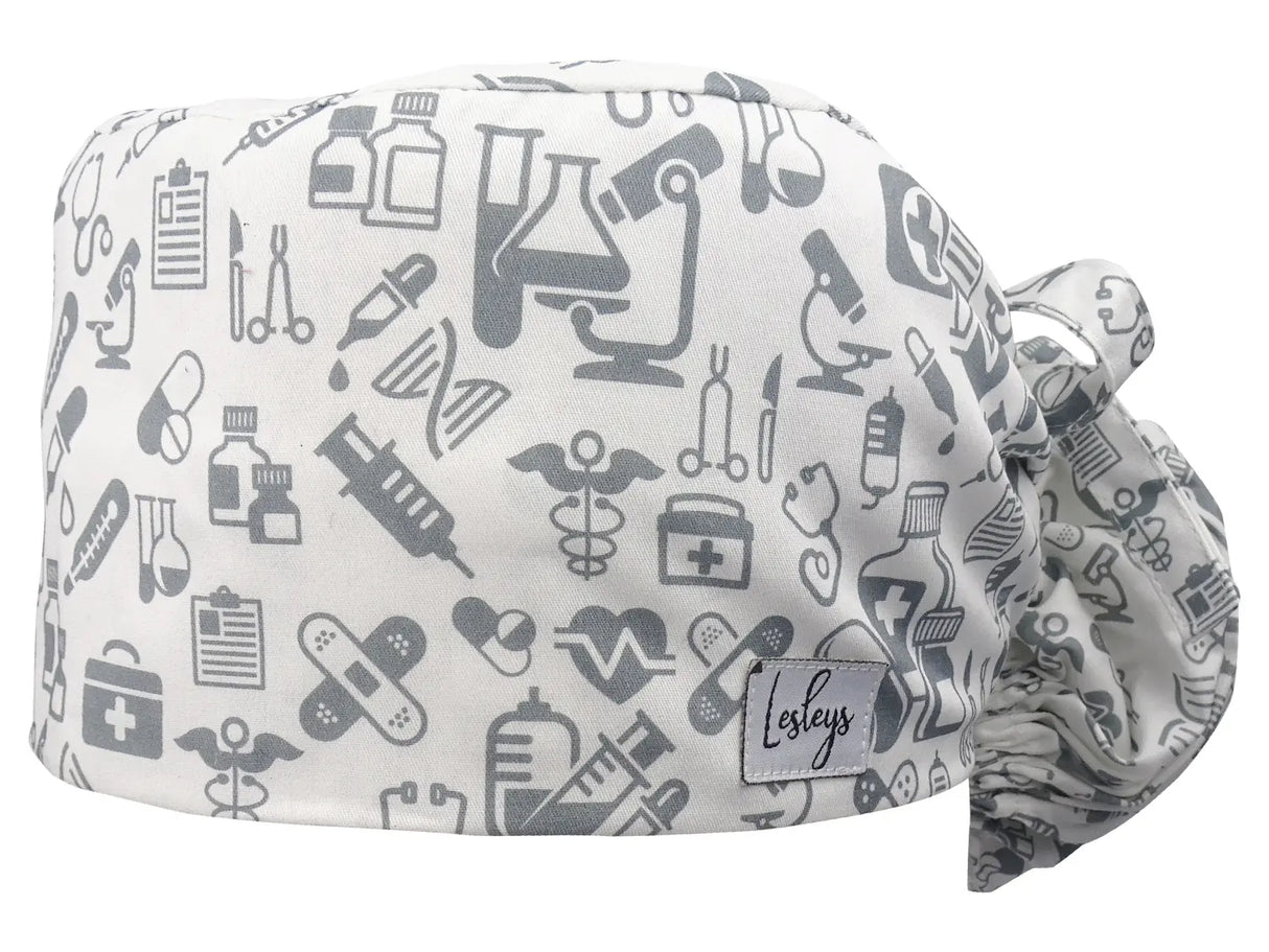 Stoff OP-Haube für lange Haare im Design - Medical