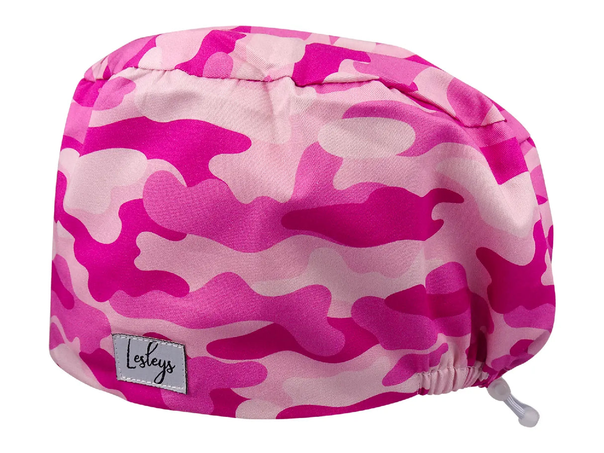 Pink Camo - Stoff OP-Haube für langes Haar