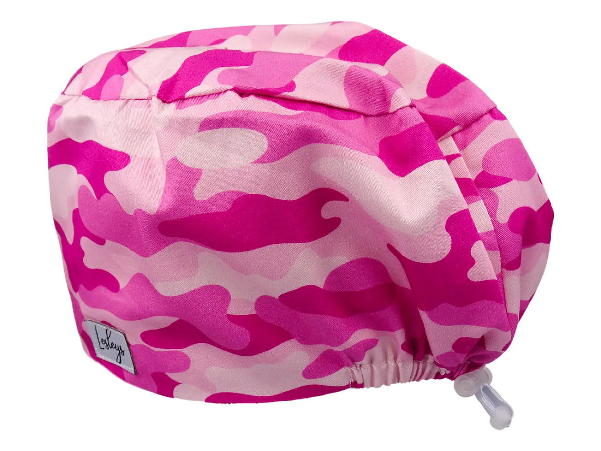 Pink Camo - Stoff OP-Haube für langes Haar