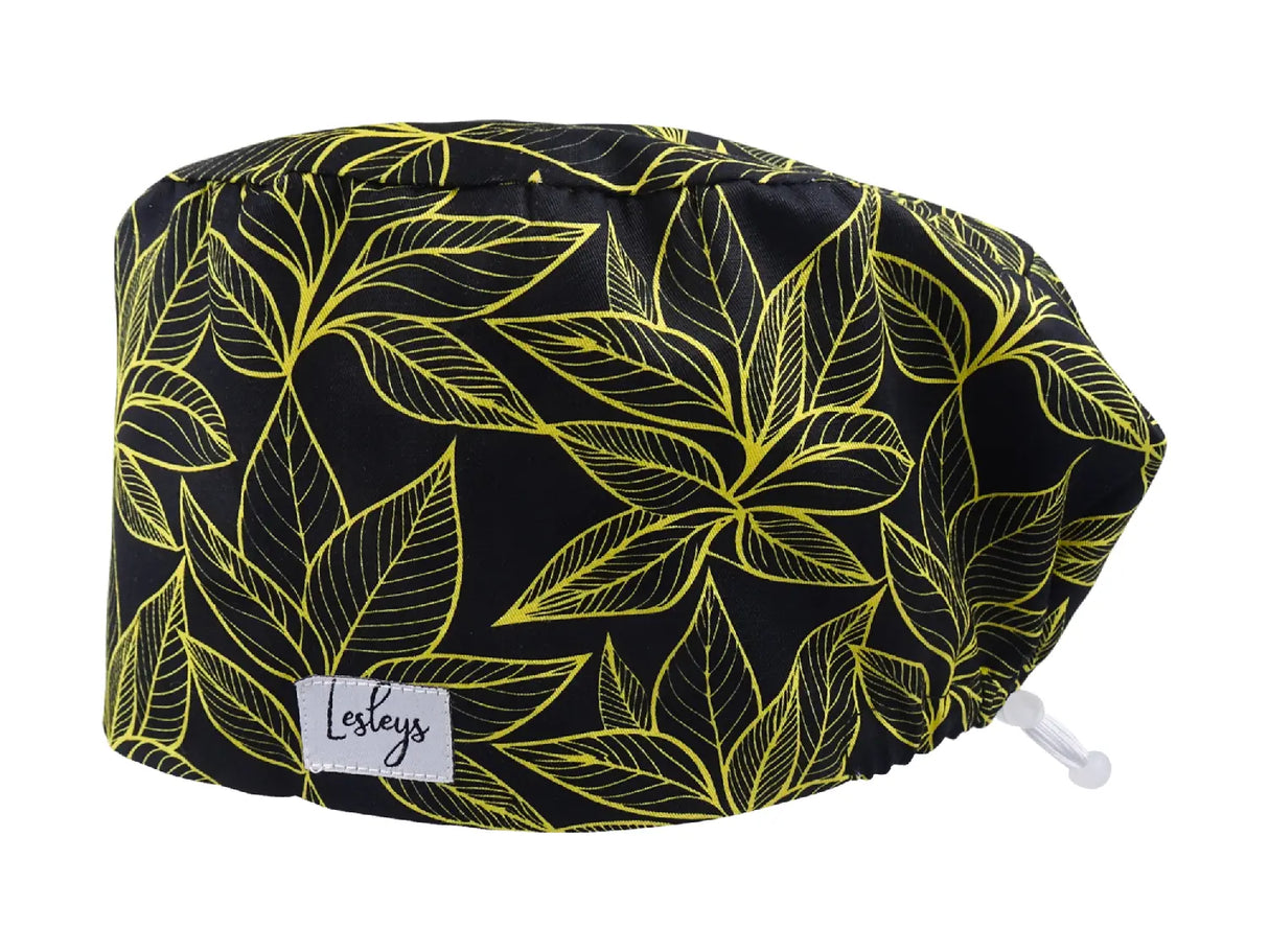 Gold Leaves - Stoff OP-Haube für langes Haar