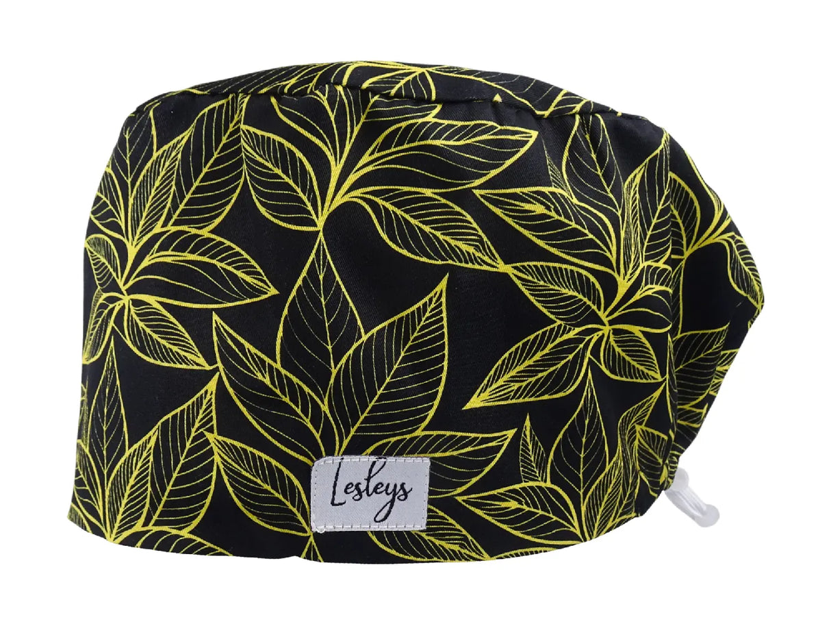 Gold Leaves - Stoff OP-Haube für langes Haar