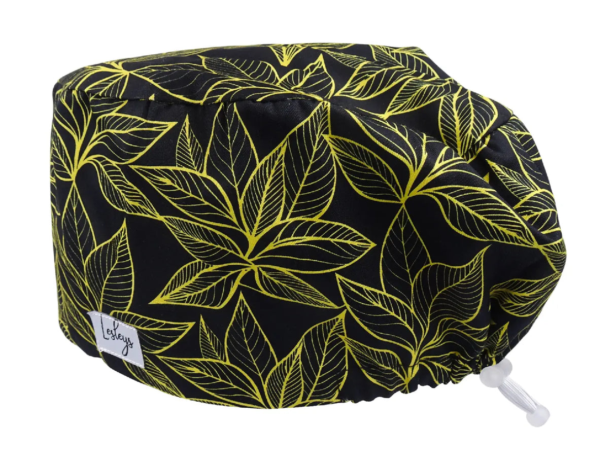 Gold Leaves - Stoff OP-Haube für langes Haar