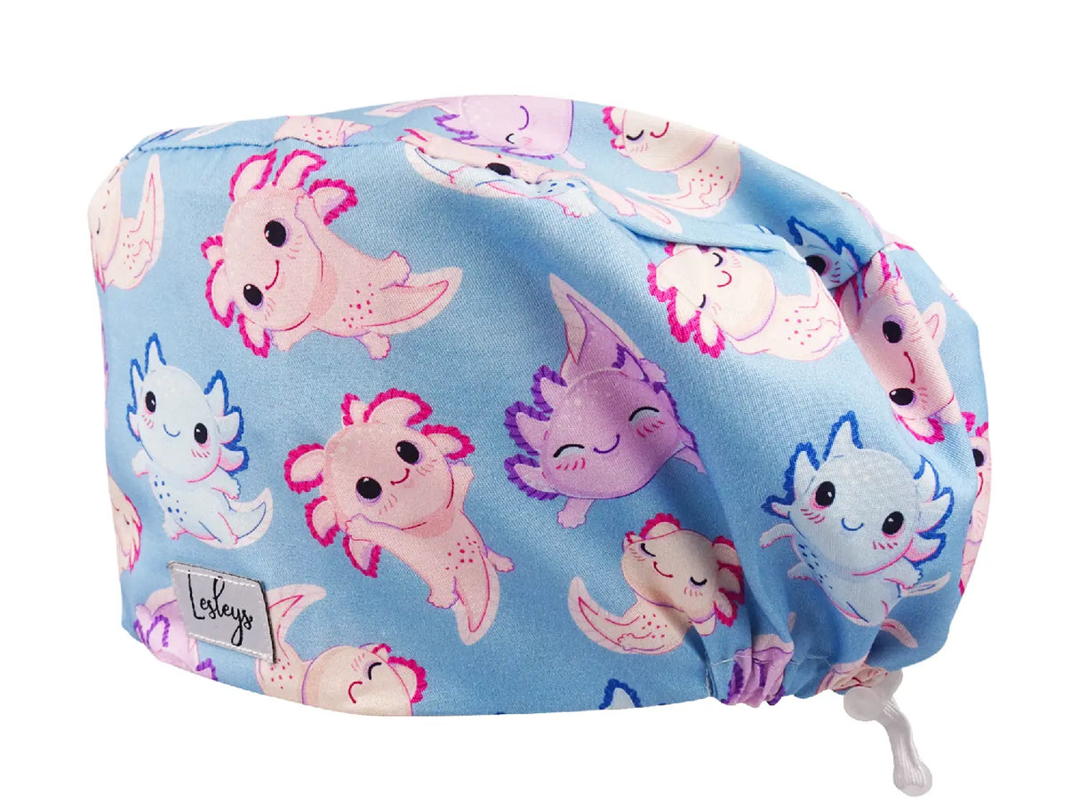 Axolotl - Stoff OP-Haube für langes Haar