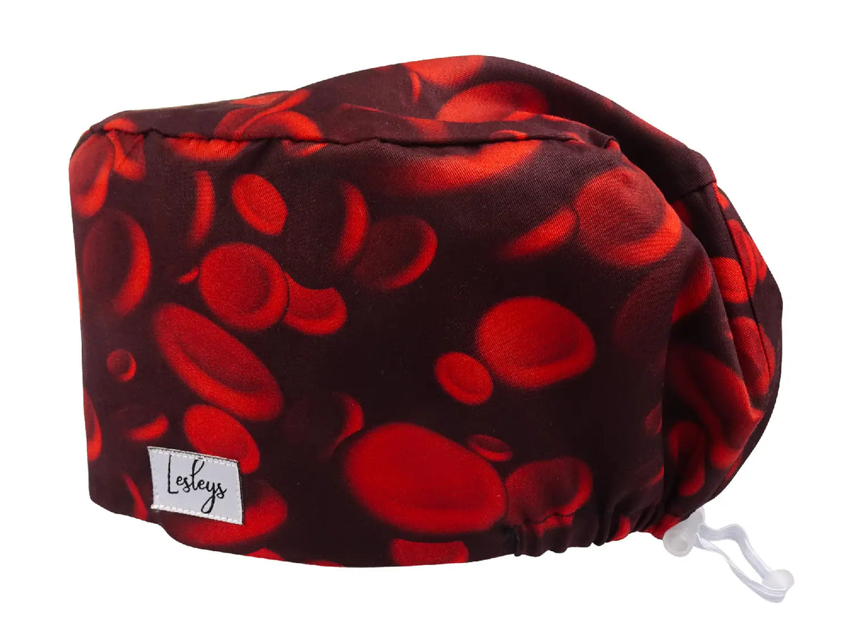 Blutplättchen - Stoff OP-Haube für langes Haar