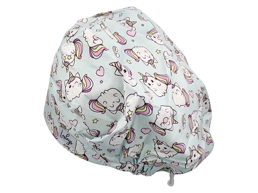 Stoff OP Haube aus Baumwolle Kittycorn. Bunte OP Mütze für Damen und Herren