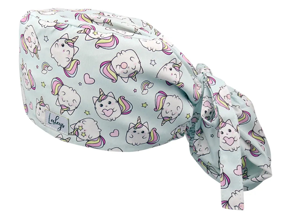 Stoff OP Haube aus Baumwolle Kittycorn. Bunte OP Mütze für Damen und Herren