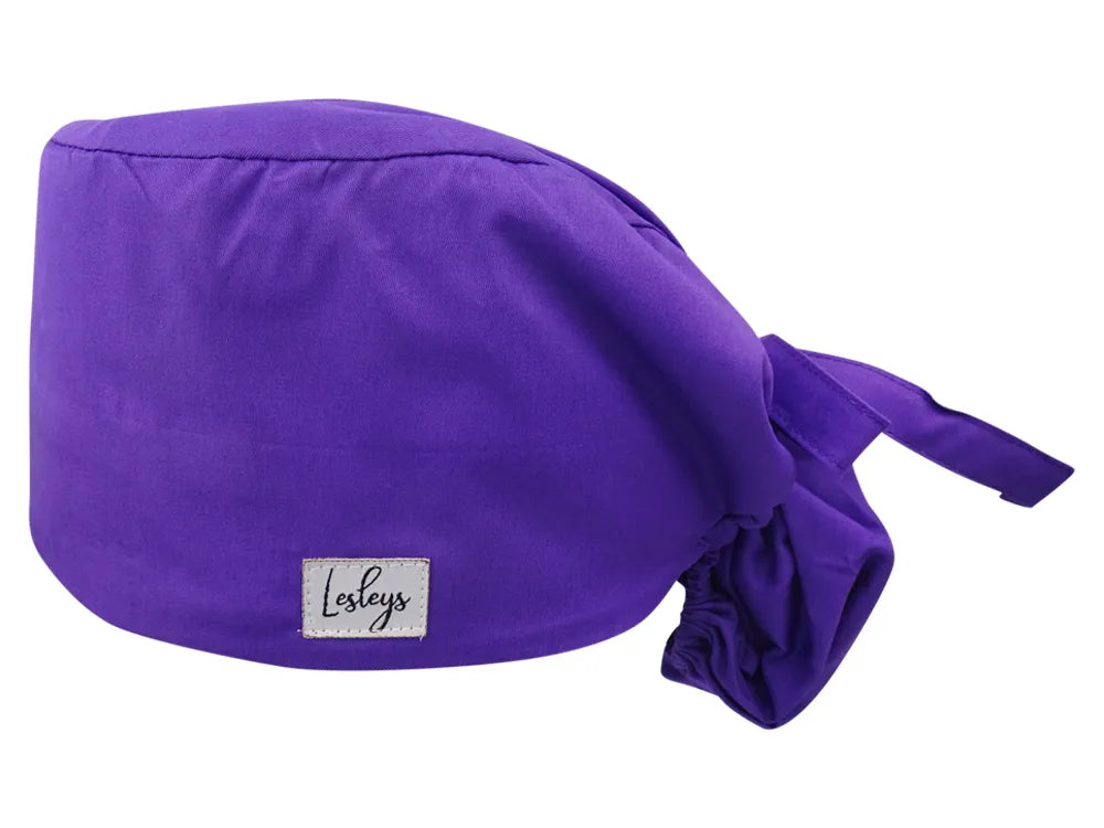 Ponytail Stoff OP-Haube Amethystlila für lange Haare aus Baumwolle - Lesleys