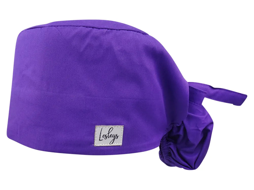 Ponytail Stoff OP-Haube Amethystlila für lange Haare aus Baumwolle - Lesleys
