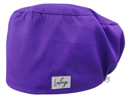 Komfort Stoff OP-Haube Amethystlila für lange Haare aus Baumwolle - Lesleys