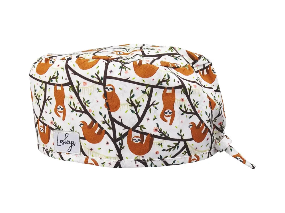 Slim OP-Haube Faultiere - Stoffhaube für kurzes Haar