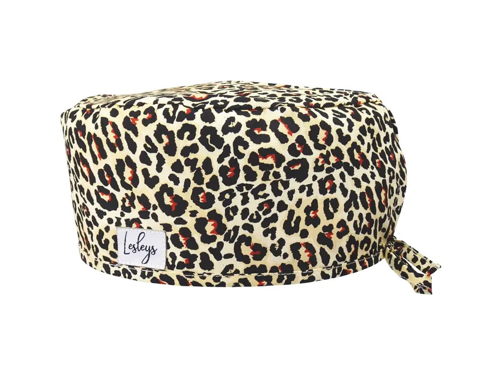 Slim OP-Haube Leopard - Stoffhaube für kurzes Haar