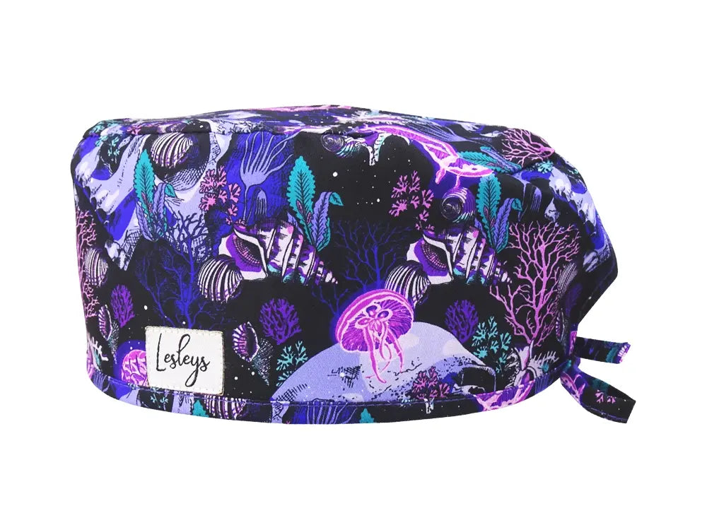 Slim OP-Haube Korallenriff - Stoffhaube für kurzes Haar