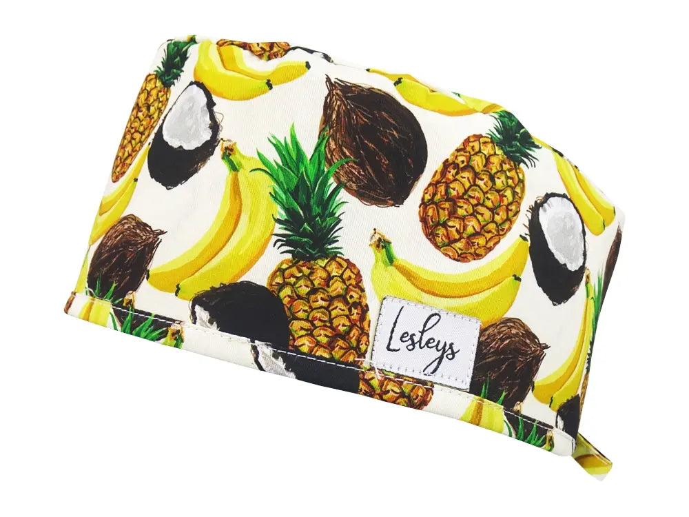 Slim OP-Haube Tropenfrüchte - Stoffhaube für kurzes Haar