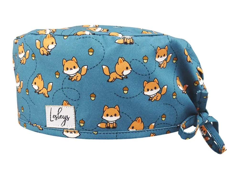 Slim OP-Haube Cute Fox - Stoffhaube für kurzes Haar