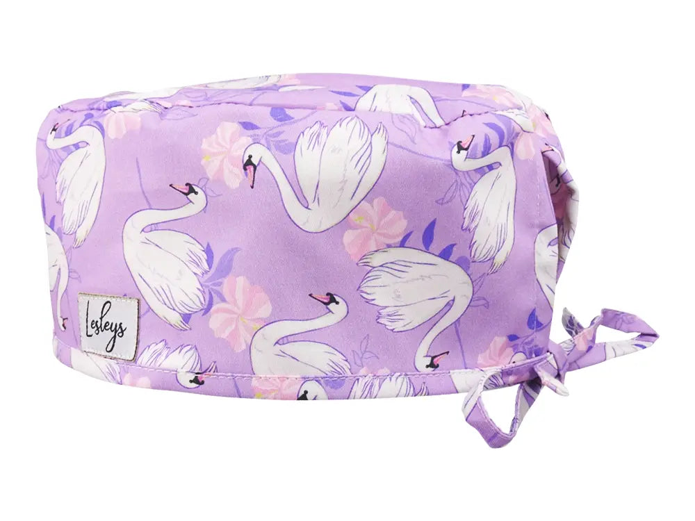 Slim OP-Haube Schwäne - Stoffhaube für kurzes Haar