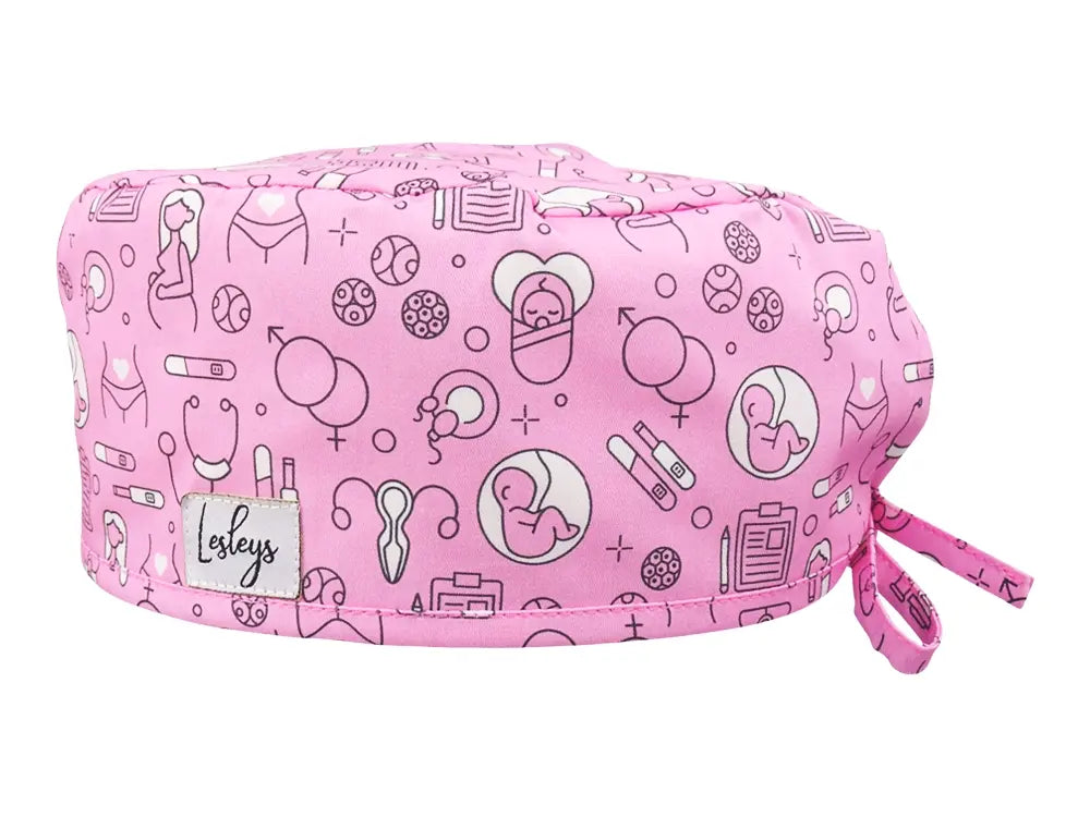 Slim OP-Haube Geburtshilfe Rosa - Stoffhaube für kurzes Haar