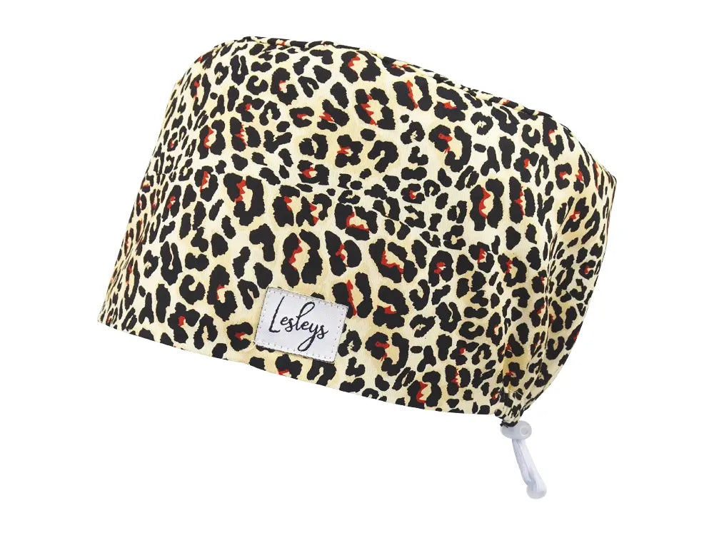 Komfort OP Haube Leopard - OP-Haube aus Stoff für lange Haare
