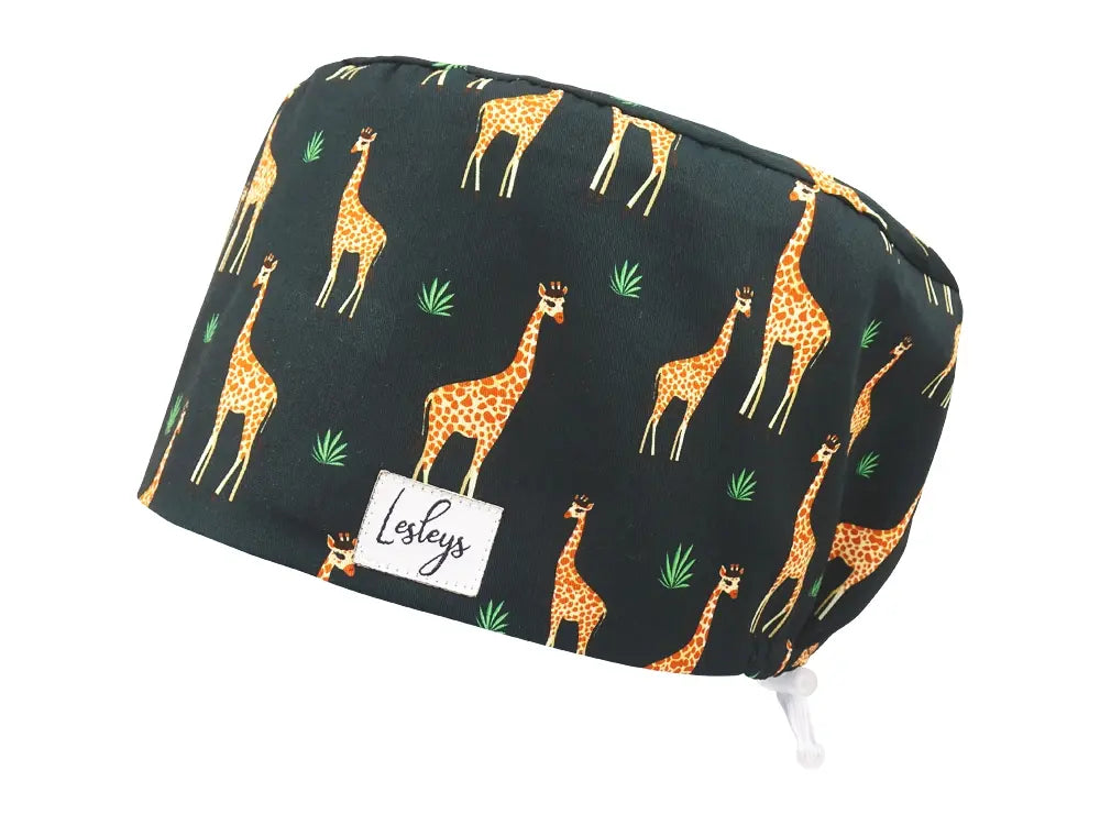 Komfort OP Haube Giraffen - OP-Haube aus Stoff für lange Haare