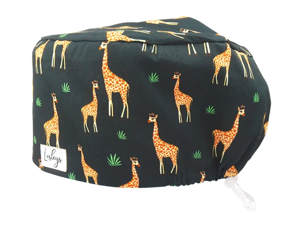 Komfort OP Haube Giraffen - OP-Haube aus Stoff für lange Haare