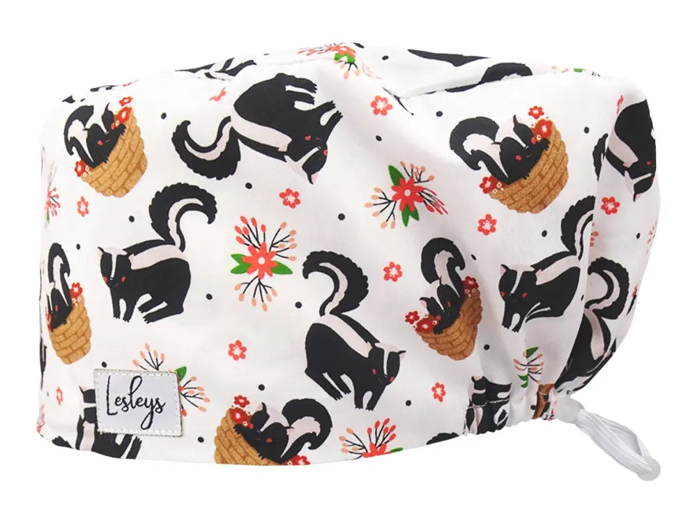 Komfort OP Haube Stinktierchen - OP-Haube aus Stoff für lange Haare