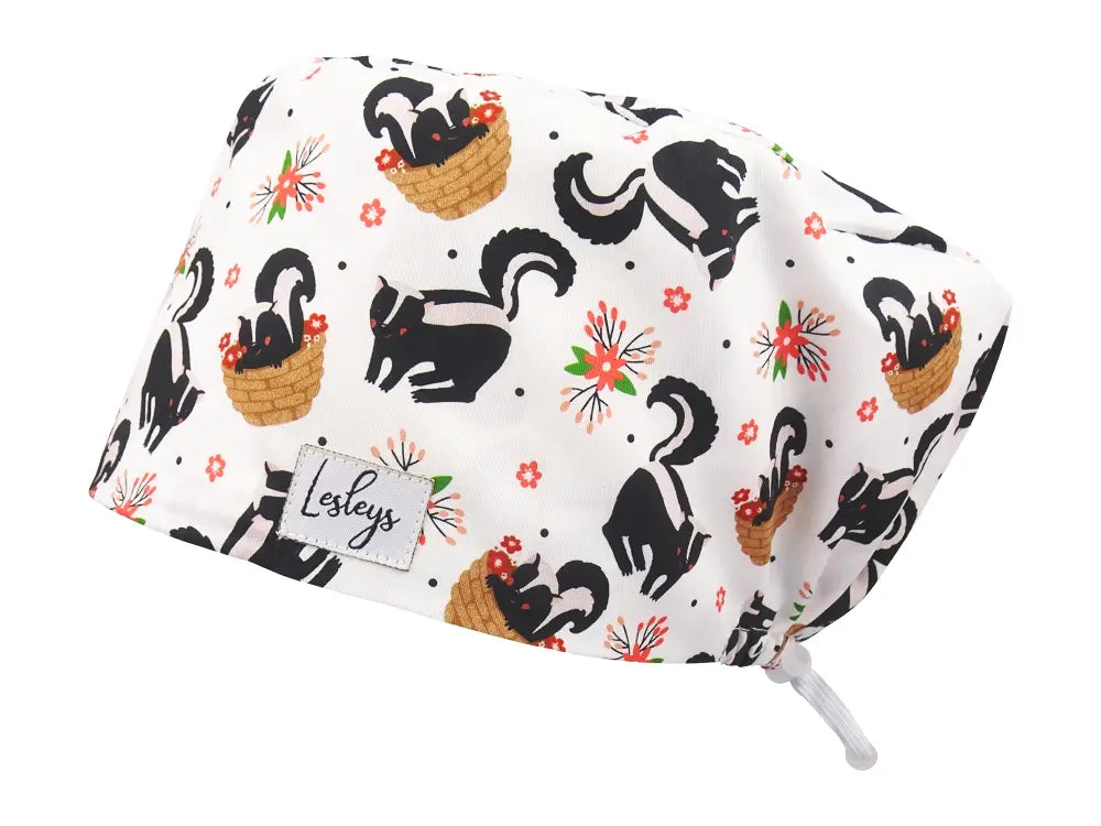 Komfort OP Haube Stinktierchen - OP-Haube aus Stoff für lange Haare