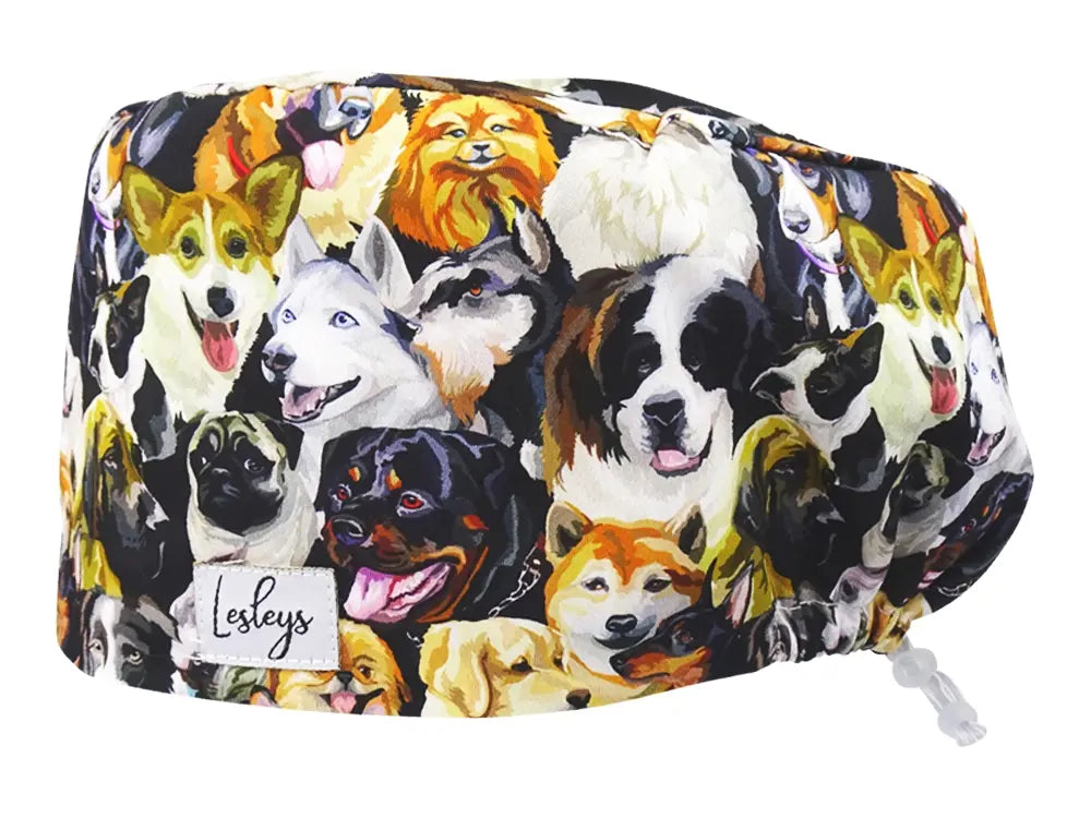 Komfort OP Haube Aquarell Hunde - OP-Haube aus Stoff für lange Haare