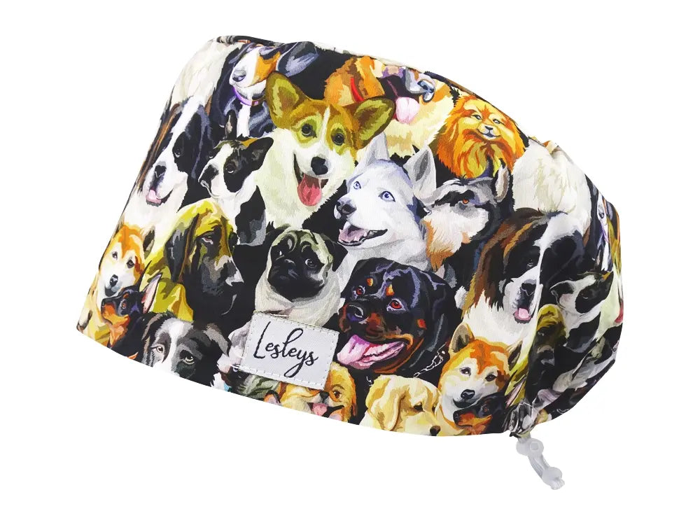 Komfort OP Haube Aquarell Hunde - OP-Haube aus Stoff für lange Haare