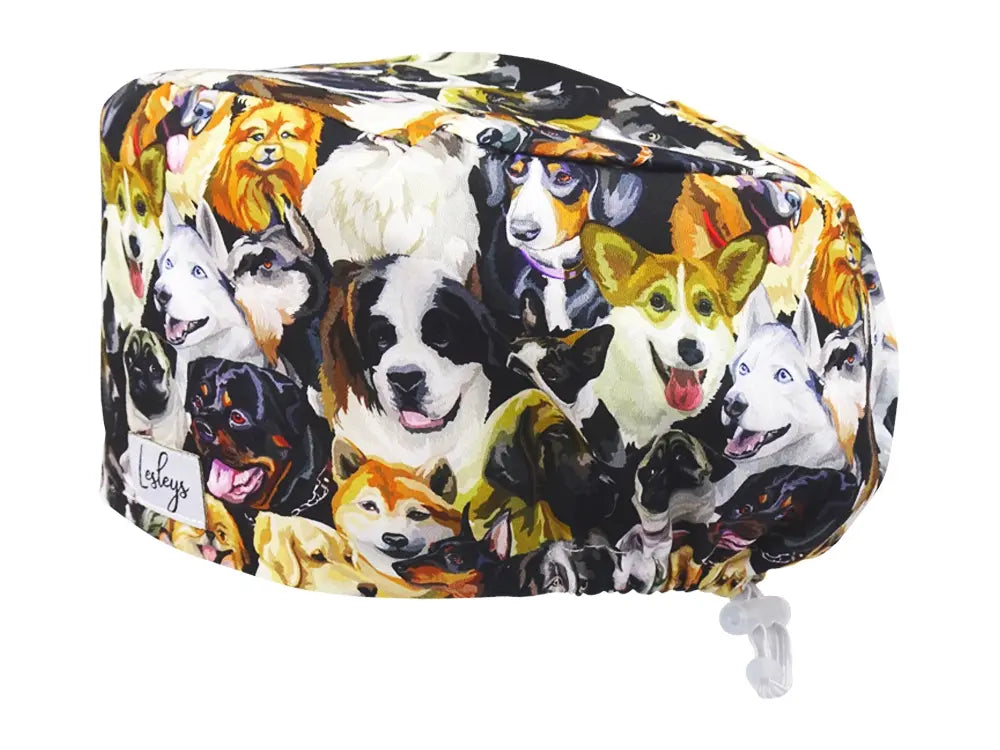 Komfort OP Haube Aquarell Hunde - OP-Haube aus Stoff für lange Haare