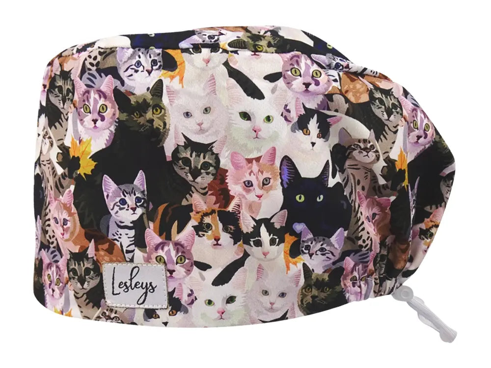 Komfort OP Haube Aquarell Katzen - OP-Haube aus Stoff für lange Haare