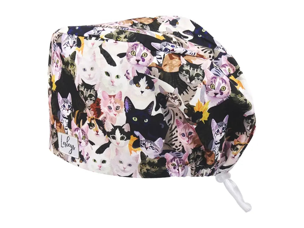 Komfort OP Haube Aquarell Katzen - OP-Haube aus Stoff für lange Haare