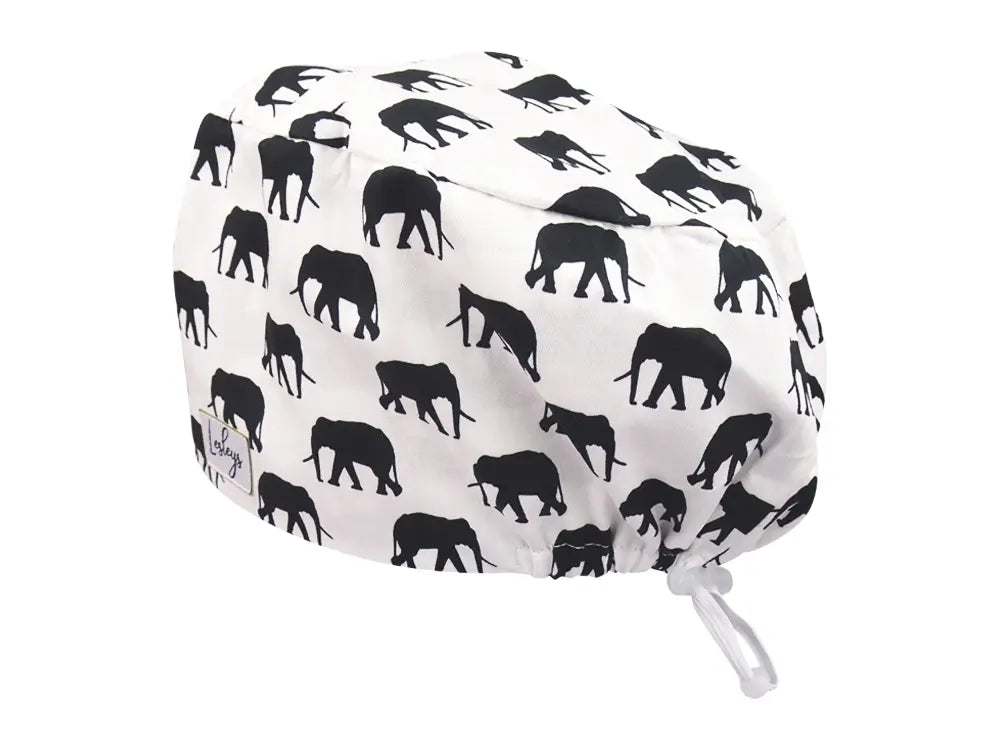 Komfort OP Haube Elefantenherde - OP-Haube aus Stoff für lange Haare