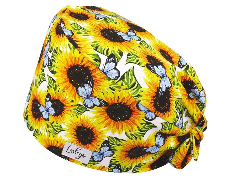Bandana OP-Haube Sonnenblumen - Bunte OP-Mütze für die Zahnarztpraxis