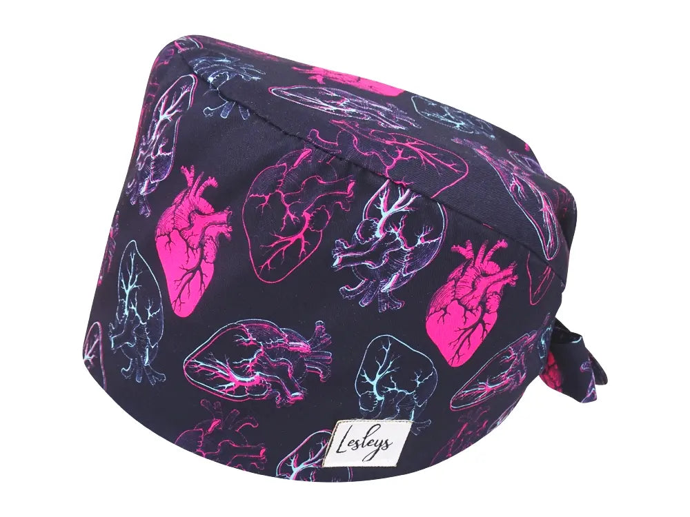 Bandana OP-Haube Neon Herzen - Bunte OP-Mütze für die Zahnarztpraxis