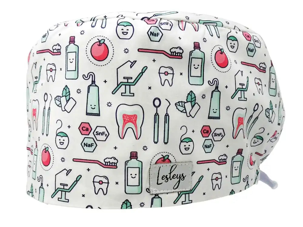 Komfort Stoff OP-Haube Zahn Welt für lange Haare aus Baumwolle - Lesleys