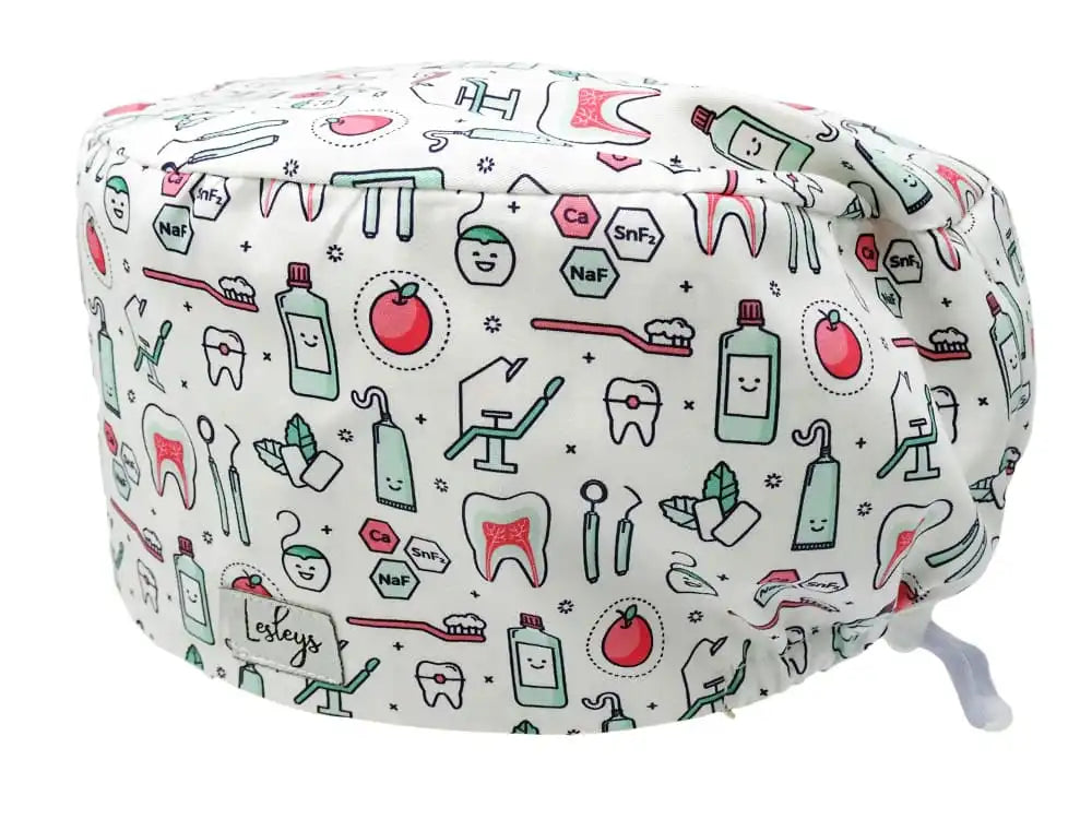 Komfort Stoff OP-Haube Zahn Welt für lange Haare aus Baumwolle - Lesleys