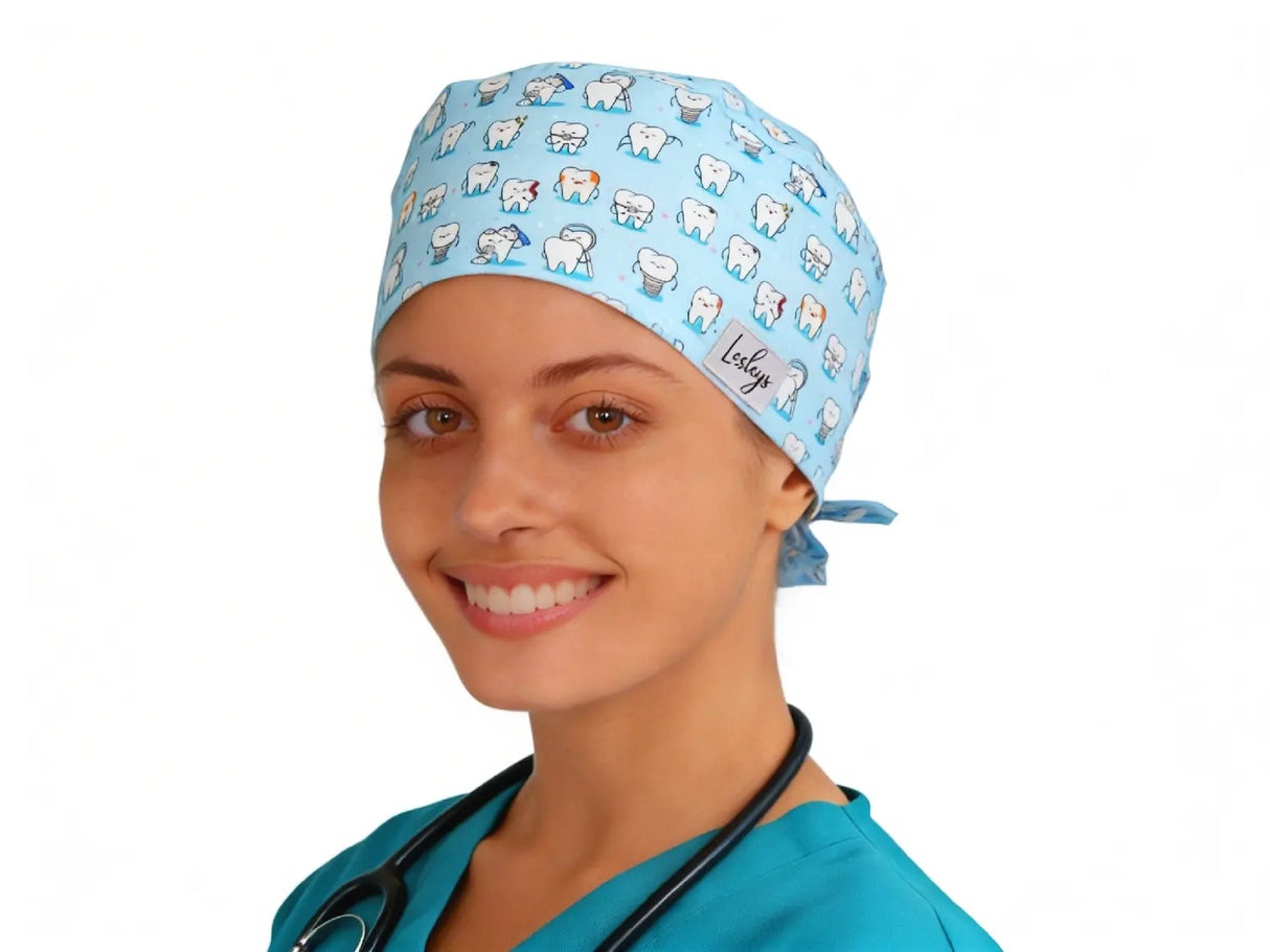 OP Haube Zähnchen Blau - Bandana